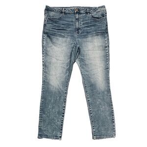 American Eagle Hi Rise Jegging Ankle Plus 18 Short (36x25) Blue Stretch Womens